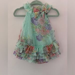 Wendy Bellissimo Aqua Floral Ruffle Bodysuit